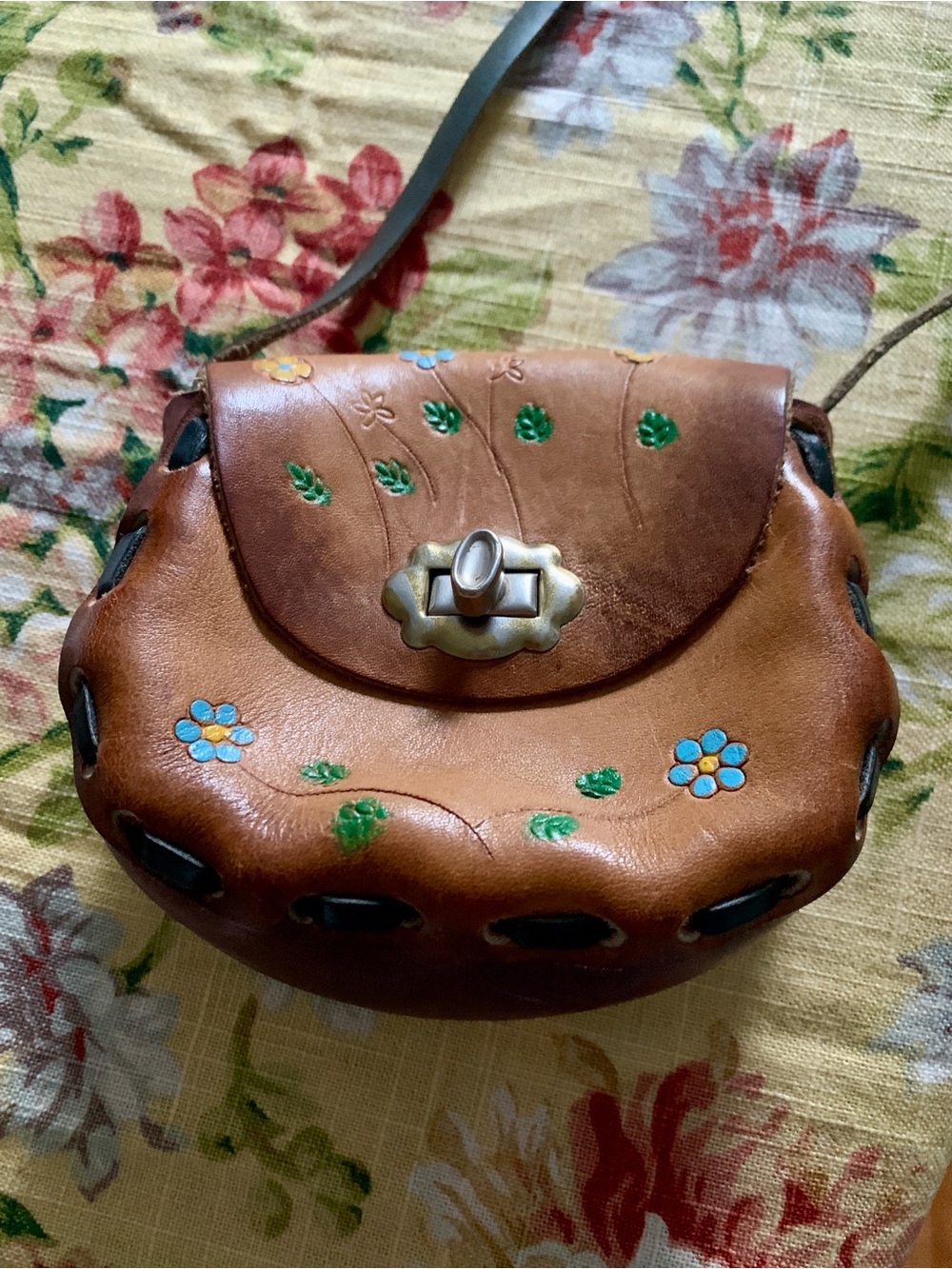 Vintage Tooled Leather Pouch Purse
